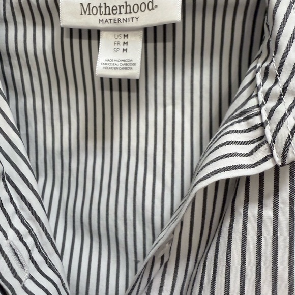 Motherhood Maternity Gray and White Striped Blouse - Picture 4 of 6